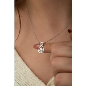 Swarovski Zirconia Tektaş Sonsuz Damla 925 Ayar Gümüş Kolye