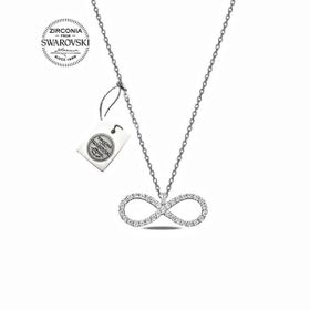 Swarovski Zirkon Taşlı Sonsuzluk Bayan Gümüş Kolye