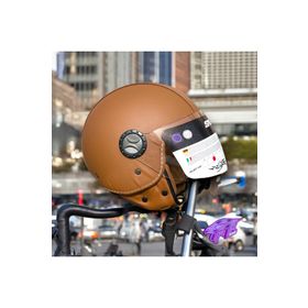 Sway 701 Deri Yarım Kahverengi Motorsiklet Kaskı