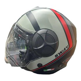 Sway SW-737 Mat Krem Siyah Çenesiz Güneş Gözlüklü Kask