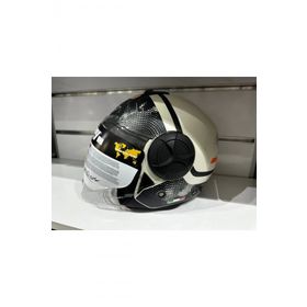 Sway SW-737 Mat Krem Siyah Çenesiz Güneş Gözlüklü Kask