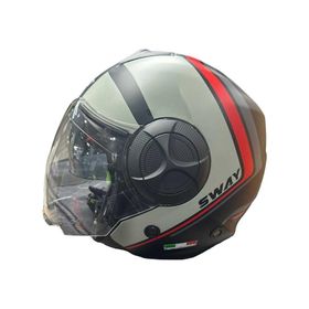 Sway SW-737 Mat Krem Siyah Çenesiz Güneş Gözlüklü Kask