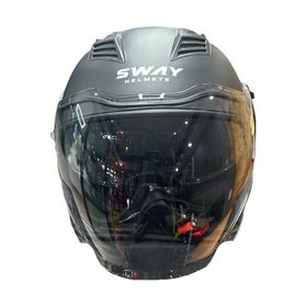 Sway SW-766 Mat Siyah Çenesiz Güneş Gözlüklü Kask