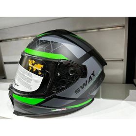 Sway SW-865 Mat Gri Yeşil Kask