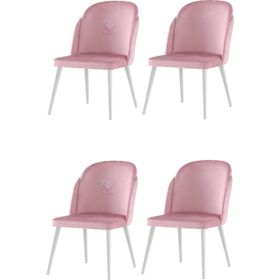 Sweet Home 4 Adet Limon Ahşap Beyaz Mutfak Salon Yemek Odası Sandalyesi