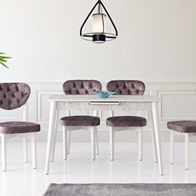 Sweet Home Milano Mdf Kristal Masa + 4 Adet Gala Sandalye Takım