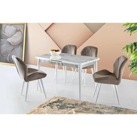 Sweet Home Silva Açılır Calcutta Masa + 4 Adet Vera Sandalye Takım