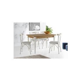Sweet Home Smart Mercan Safir Meşe Masa + 4 Adet Çapraz Sandalye Takım