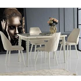 Sweet Home Yakamoz Yanlardan Açılır Efes Topkapı Ayak Masa + 4 Adet Hira Sandalye