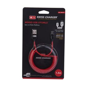 Swiss Charger SCC-10010 1.5 mt Spiral Micro Usb Şarj Ve Data Kablosu