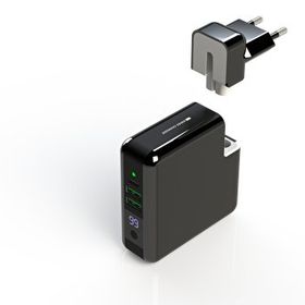 Swiss Charger SCC-30093 Powerbank Özellikli 2x USB Çıkışlı 2.4A Kablosuz Duvar Şarj Aleti