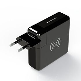 Swiss Charger SCC-30093 Powerbank Özellikli 2x USB Çıkışlı 2.4A Kablosuz Duvar Şarj Aleti