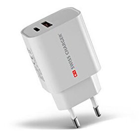 Swiss Charger SCH-40029 20 w Type-C ve Usb 2 Çıkışlı Hızlı Şarj Adaptörü