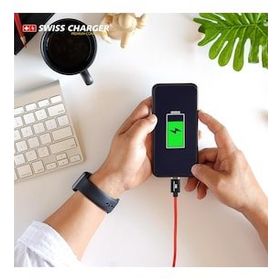 Swiss Charger Type-C Manyetik Uçlu 1.5 mt Örgü Kumaş Şarj ve Data Kablosu