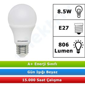 Sylvania 29433 8.5W 806 Lümen 6500K Beyaz Işık E27 10 Adet Led Ampul