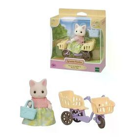Sylvanian Families 5680 Çiçekli Kedi Anne ve Bisiklet Oyuncak