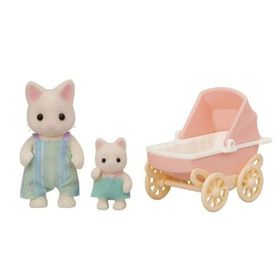 Sylvanian Families 5683 Çiçekli Kedi Baba ve Bebek Arabası