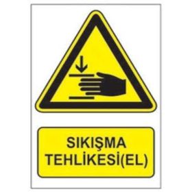 Sym STW019 Sıkışma Tehlikesi El Uyarı Levhası