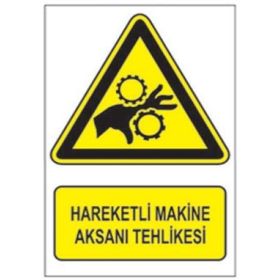 Sym STW053 Hareketli Makina Aksanı Tehlikesi Uyarı Levhası