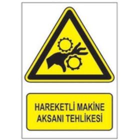 Sym STW053 Hareketli Makina Aksanı Tehlikesi Uyarı Levhası