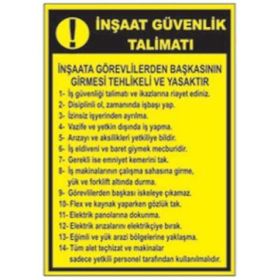 Sym STW055 İnşaat Güvenlik Talimatı Uyarı Levhası