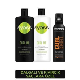 Syoss Curl Me Bukle Belirginleştirici 500 ml Şampuan + Curl Me 500 ml Saç Kremi + Curl Control 250 ml Köpük