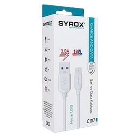 Syrox C107 1 mt 3.0A 18W Beyaz Micro USB Hızlı Şarj ve Data Kablosu