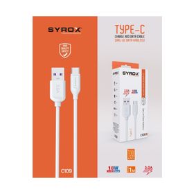 Syrox C109 1 mt 3.0A 18W Beyaz Type-C Hızlı Şarj ve Data Kablosu