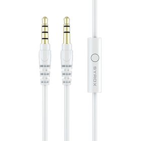 Syrox C118 Beyaz Audio 3.5 mm 1.5 m AUX Mikrofonlu Ses Aktarım Kablosu