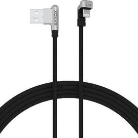 Syrox C132AL Siyah 2.4A 1.19 mt Örgülü Oyuncu 90 Derece USB 180 Derece Lightning Şarj ve Data Kablosu