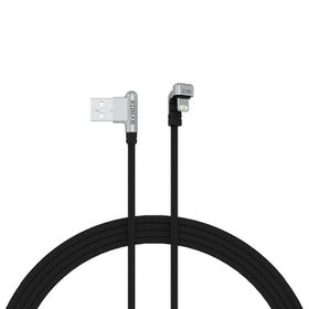 Syrox C132AL Siyah 2.4A 1.19 mt Örgülü Oyuncu 90 Derece USB 180 Derece Lightning Şarj ve Data Kablosu