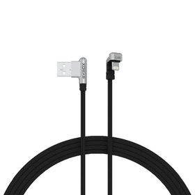 Syrox C132AL Siyah 2.4A 1.19 mt Örgülü Oyuncu 90 Derece USB 180 Derece Lightning Şarj ve Data Kablosu