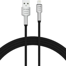 Syrox C133AL 2.4A 1.18 mt Örgülü USB Lightning Siyah Şarj ve Data Kablosu