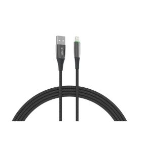 Syrox C134AL 2.4A 1.20 mt Ledli Örgülü USB-A Lightning Siyah Şarj ve Data Kablosu