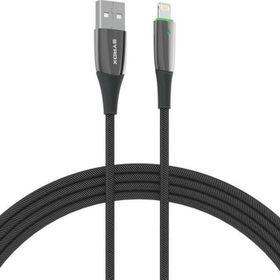 Syrox C134AL 2.4A 1.20 mt Ledli Örgülü USB-A Lightning Siyah Şarj ve Data Kablosu