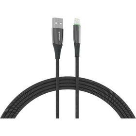 Syrox C134AL 2.4A 1.20 mt Ledli Örgülü USB-A Lightning Siyah Şarj ve Data Kablosu