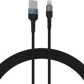 Syrox C135AL 2.4A 1.20 mt Ledli Örgülü USB-A Siyah Lightning Şarj ve Data Kablosu