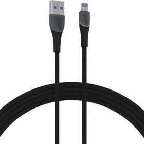 Syrox C136AL 2.4A 1.21 mt RGB Ledli Örgülü USB-A Lightning Siyah Şarj ve Data Kablosu