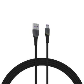 Syrox C136AL 2.4A 1.21 mt RGB Ledli Örgülü USB-A Lightning Siyah Şarj ve Data Kablosu