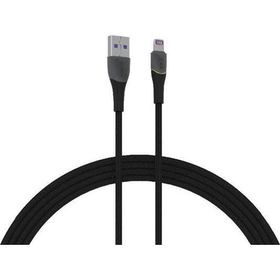 Syrox C136AL 2.4A 1.21 mt RGB Ledli Örgülü USB-A Lightning Siyah Şarj ve Data Kablosu