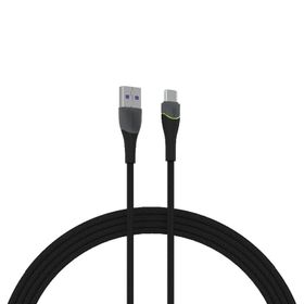 Syrox C136AT 3.0A 1.21 mt RGB Ledli Örgülü USB-A Type-C Siyah Şarj ve Data Kablosu