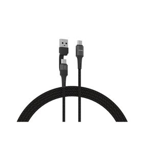 Syrox C143 60W PD 1.21 mt Type-C USB-A Dönüştürücülü Örgülü Type-C Type-C Siyah Şarj ve Data Kablosu
