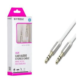 Syrox C20 3.5 mm 1 mt Beyaz Audio Aux Kablo
