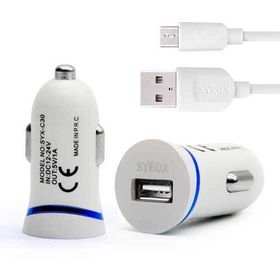 Syrox C28 1.0A Beyaz Araç Şarj Aleti Micro USB Kablo Set