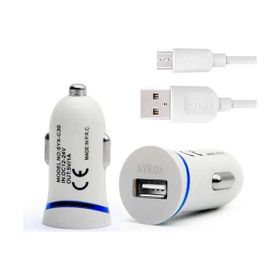Syrox C28 1.0A Beyaz Araç Şarj Aleti Micro USB Kablo Set