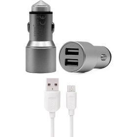 Syrox C32 3.1A Füme Siyah Metal Araç İçi Şarj Adaptörü ve Micro USB Kablo Set