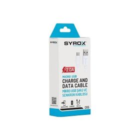 Syrox C65 2.0A 1 mt Beyaz Micro USB Şarj ve Data Kablo
