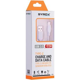 Syrox C71 Type-C Beyaz 1.2 mt Şarj Kablosu