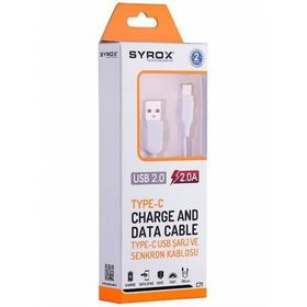 Syrox C71 Type-C Beyaz 1.2 mt Şarj Kablosu