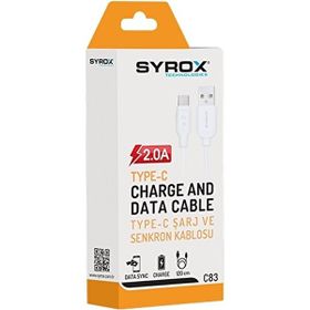 Syrox C83 2.0A 1 mt Beyaz Type-C USB Şarj ve Data Kablosu
